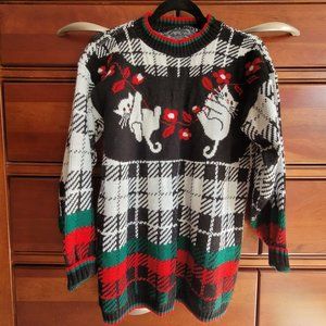Vintage Oversized Ugly Christmas Cat Sweater